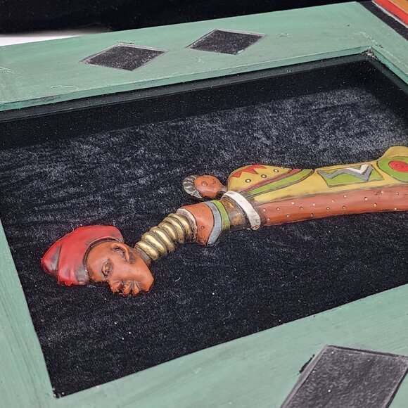 African Wall Hanging Mother Child 3D Figure Glass Covered Wooden Shadow Box - Picture 7 of 10